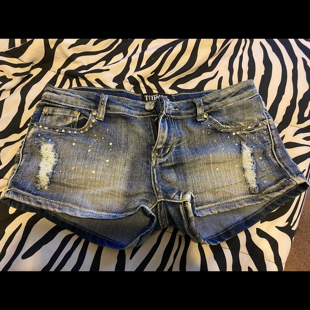 Thrill Jean shorts with rhinestones